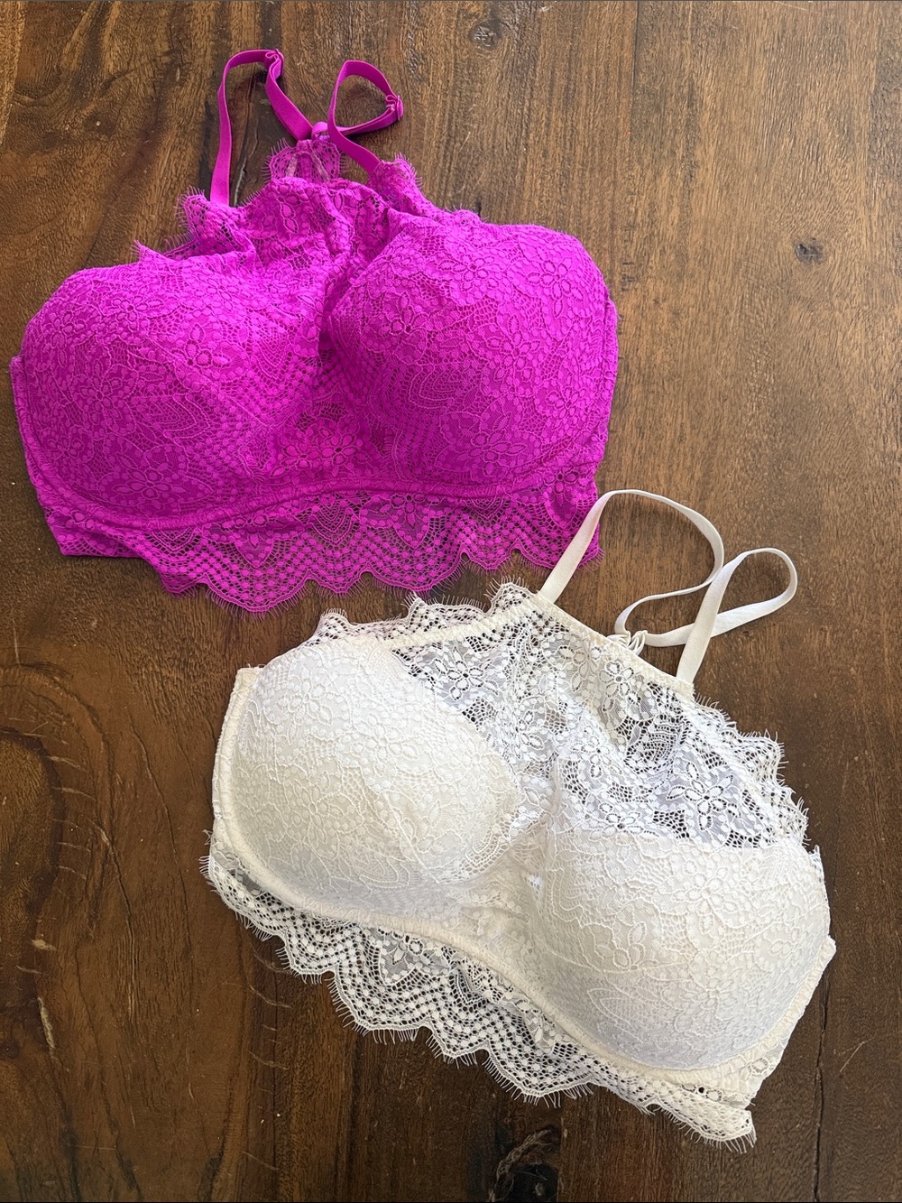 Victoria's Secret Lace Bralettes - Fuchsia & White